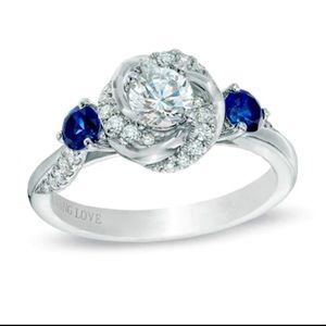 Vera Wang Love Collection 5/8 CT TW Diamond and Blue Sapphire Engagement Ring